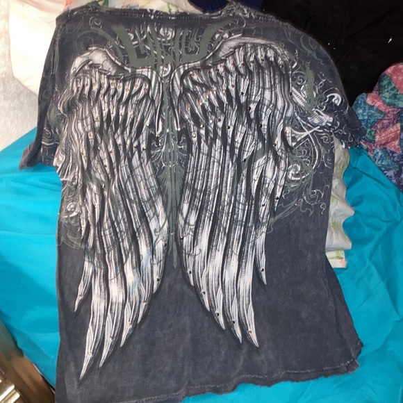 Affliction Shirts Rare Vintage Affliction Tee With Angel Wings On